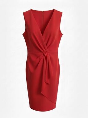 Elie Tahari Red Sleeveless Twist-Detail Midi Dress